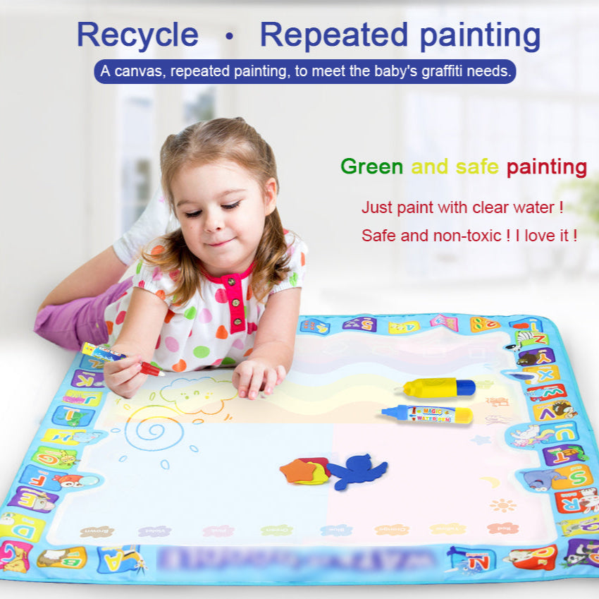 Alphabet Animal Drawing Water Mat – Reusable Educational Magic Canvas for Kids