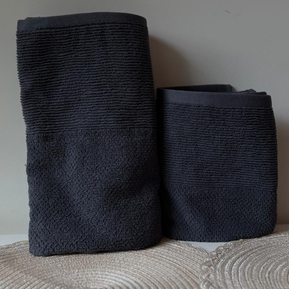 Luxury Cotton Towels – Hand & Bath Towels - Charcoal Set of 2