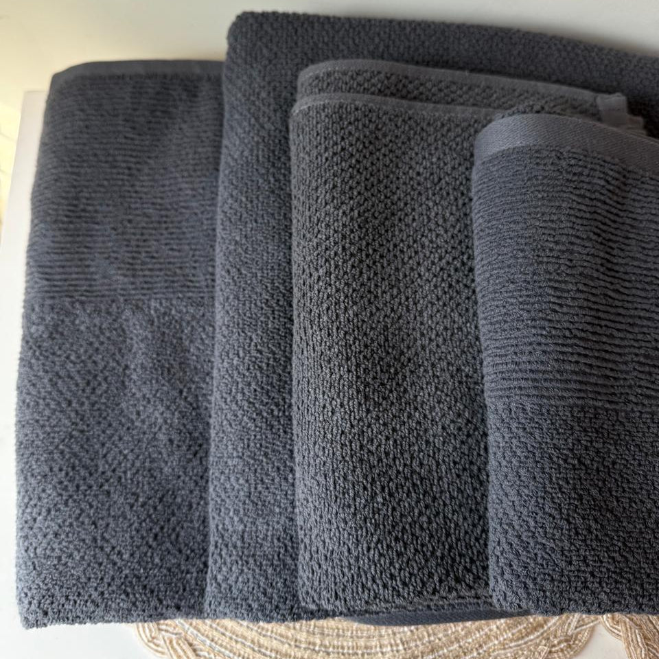 Luxury Cotton Towels – Hand & Bath Towels - Charcoal Set of 2