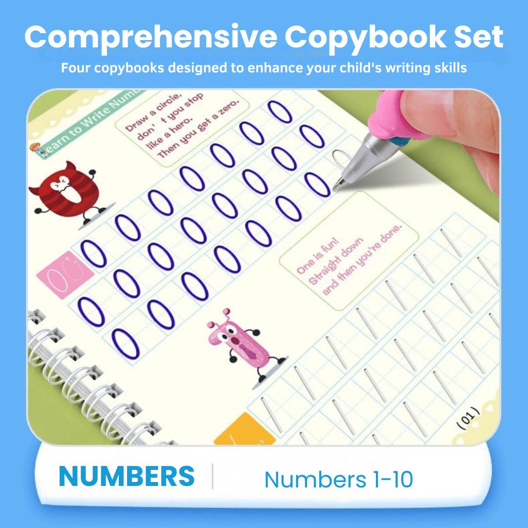 Magic Groove Copybook – Reusable Handwriting Practice tracing Book with Disappearing Ink for Kids