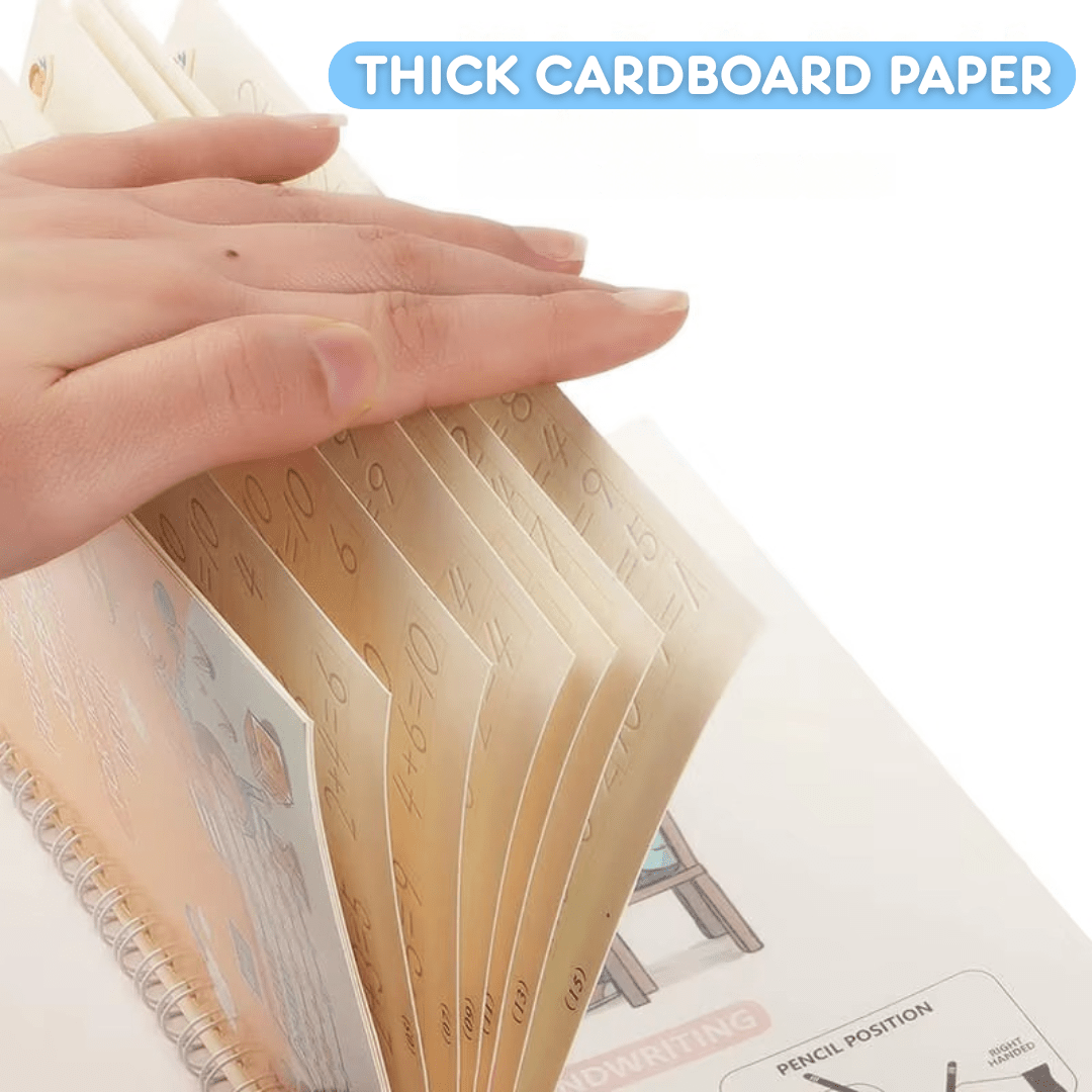 Magic Groove Copybook – Reusable Handwriting Practice tracing Book with Disappearing Ink for Kids