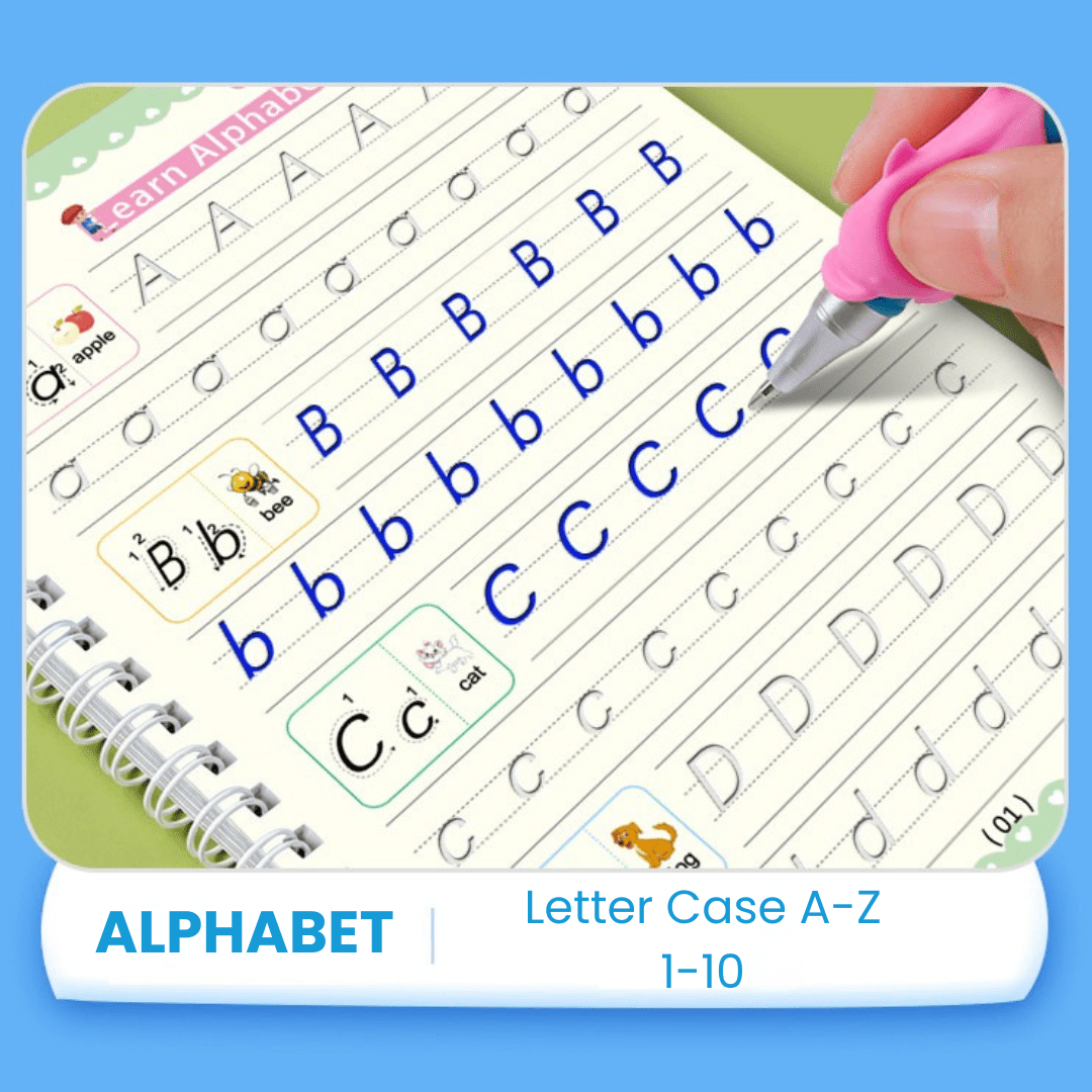 Magic Groove Copybook – Reusable Handwriting Practice tracing Book with Disappearing Ink for Kids