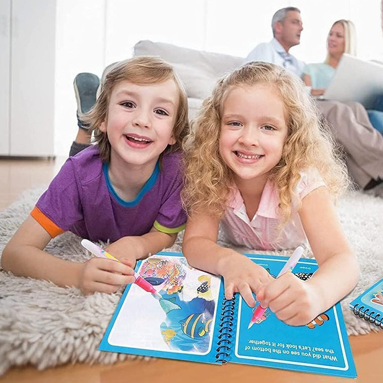 Magic Water Coloring Book for Kids – Reusable with Pen
