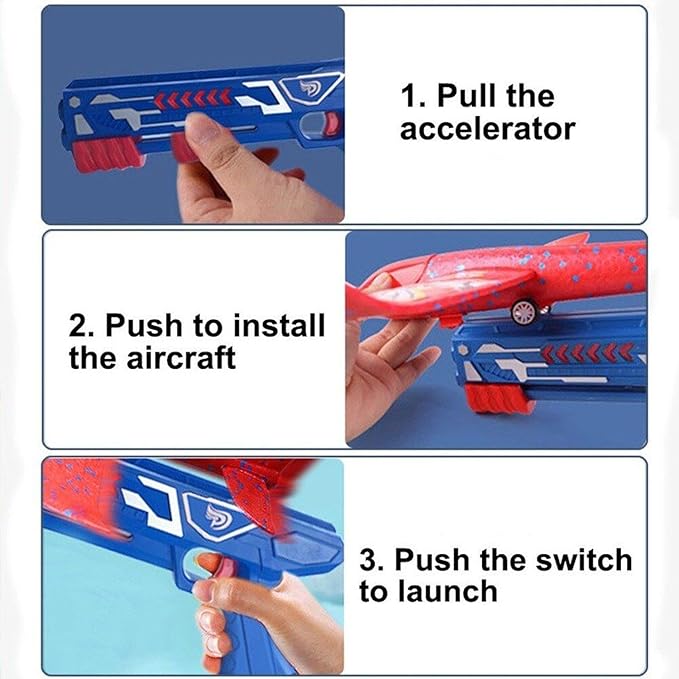 Fitto Foam Led Airplane With Fast Launcher | Outdoor Toy For Kids