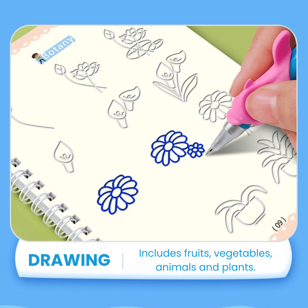 Magic Groove Copybook – Reusable Handwriting Practice tracing Book with Disappearing Ink for Kids